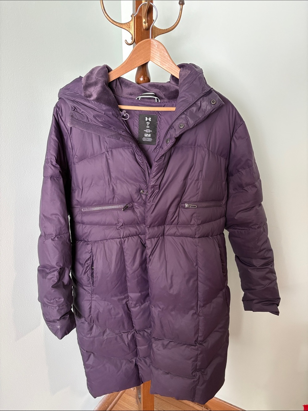 Under Armour Women's Dark Purple Hooded Puffer Coat